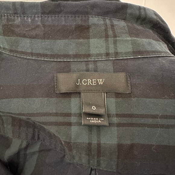 J.Crew Blue Black Flannel Plaid Beaded Quarter Button Down Shirt 0 / XS - Picture 6 of 7